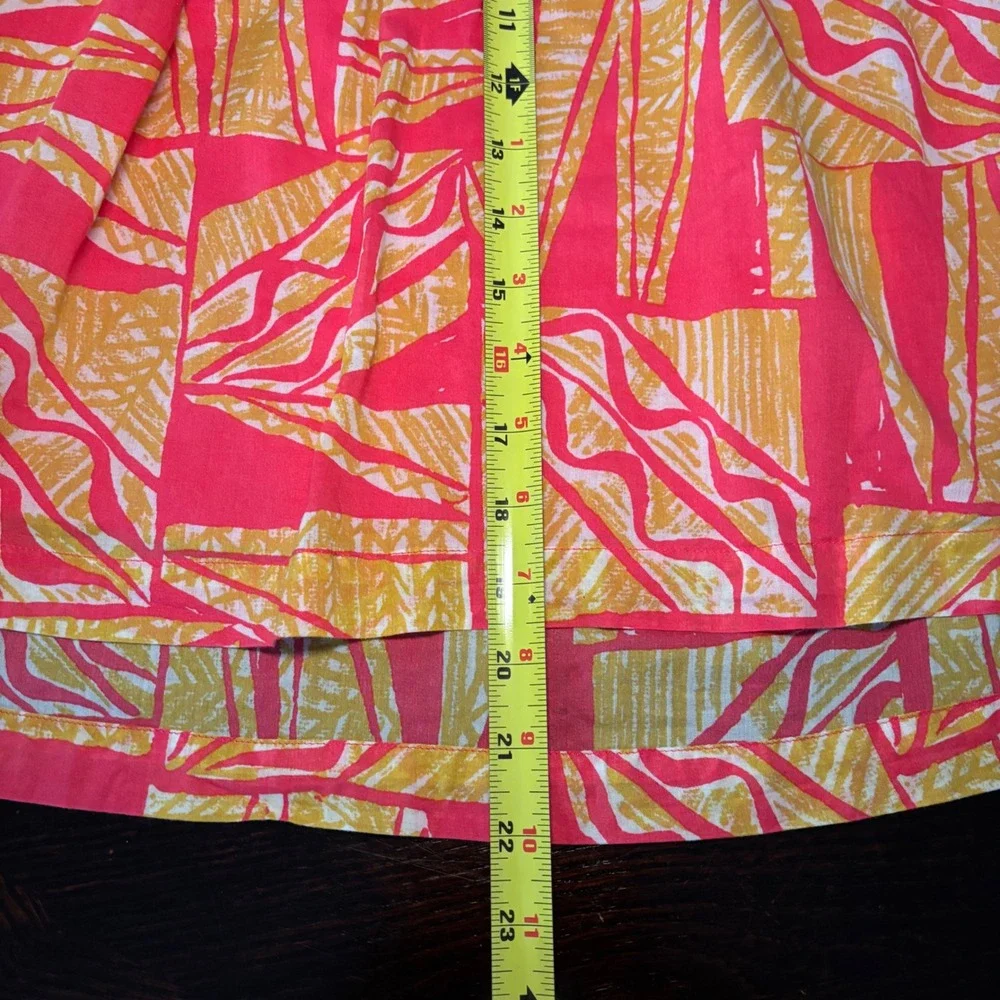 Vanessa Virginia Anthropologie Pink Yellow Abstract Cotton Smocked Skirt Sz 2 XS